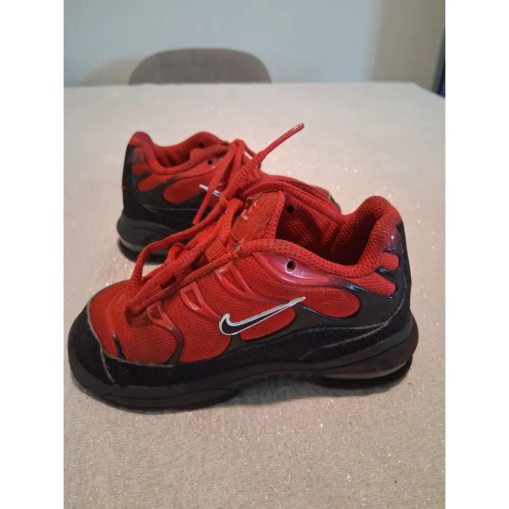 Nike Little Air Max Plus TD University Red Black CI5651-600 Size 7C No Insoles